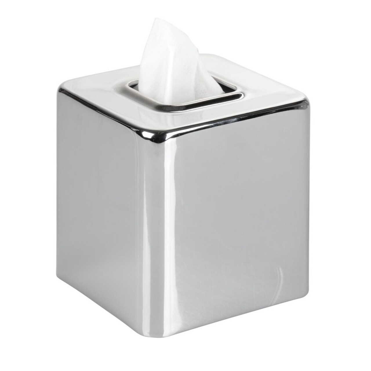 mDesign Modern Square Metal Paper Facial Tissue Box Cover Holder